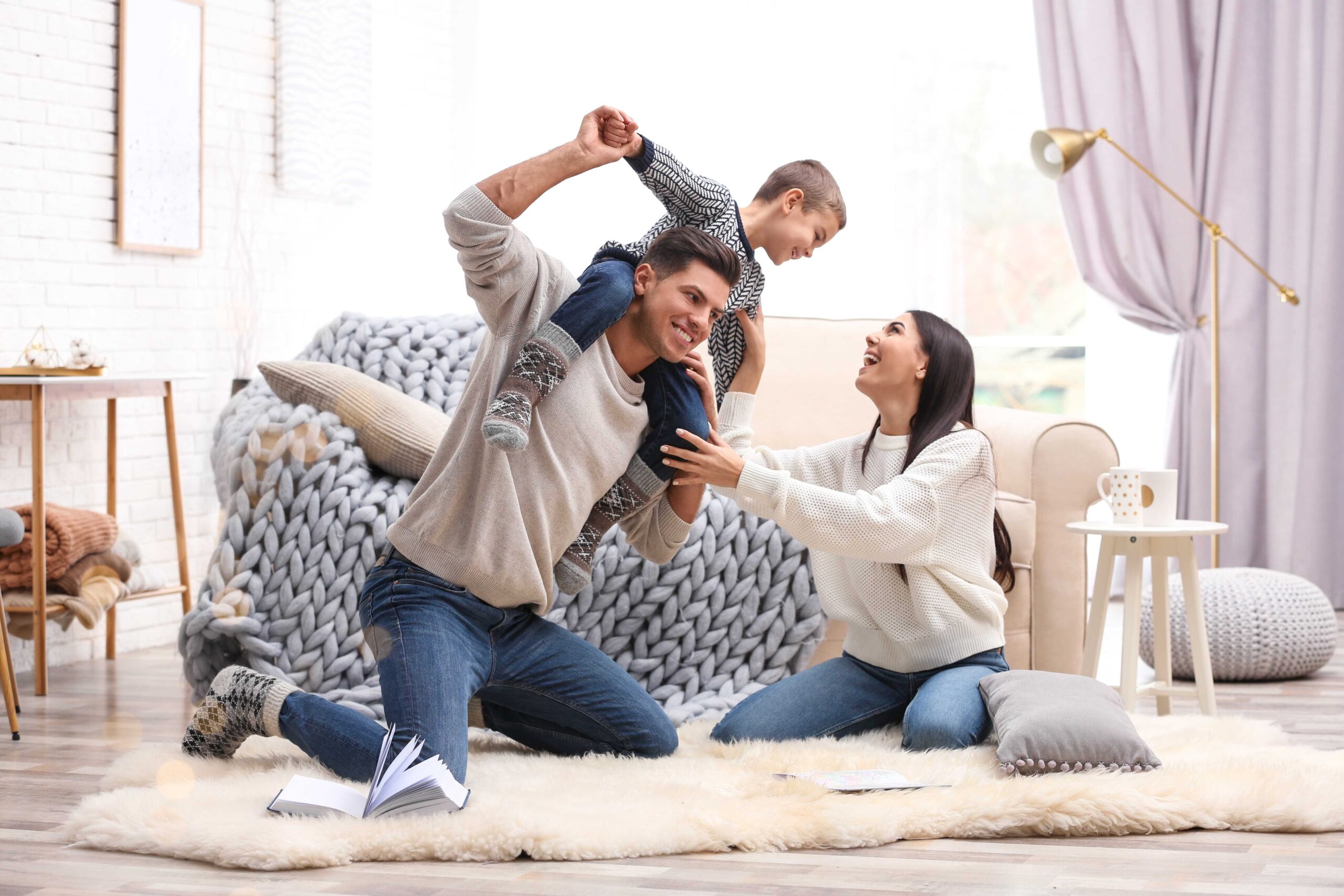 family enjoying time together in their living room
