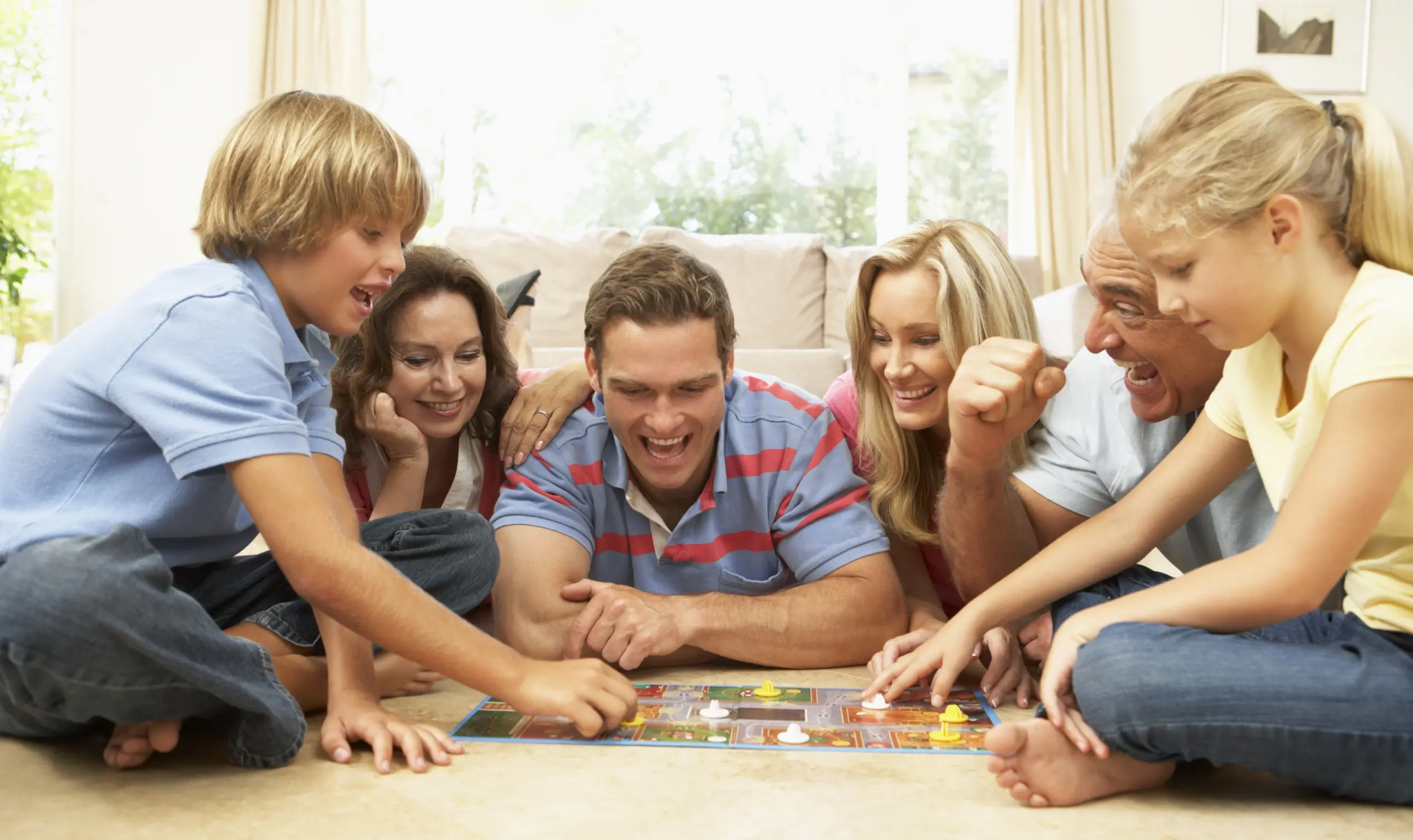 family enjoying board games