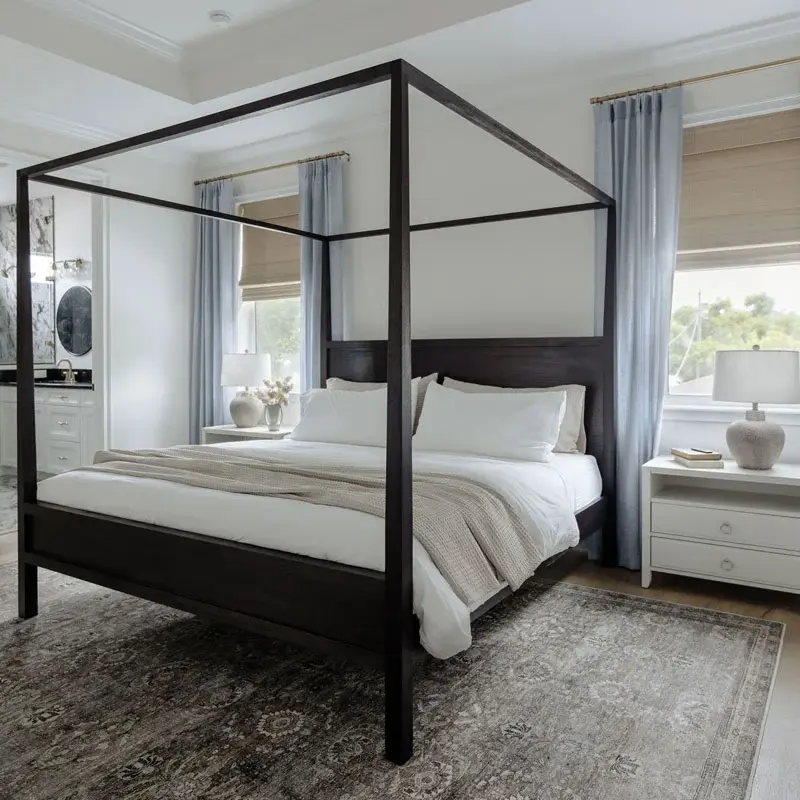 gorgeous modern bedroom with lots of natural lighting after our maid services in Emeryville, CA